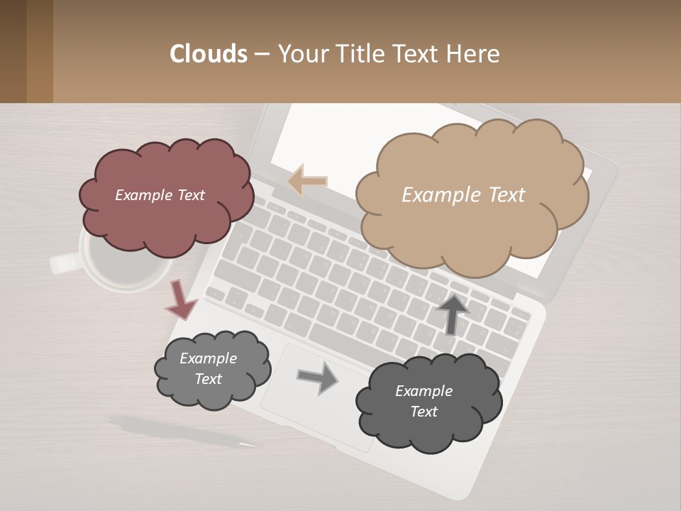 A Laptop Computer Sitting On Top Of A Wooden Desk PowerPoint Template