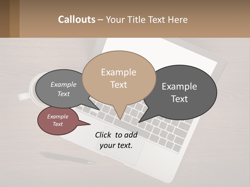 A Laptop Computer Sitting On Top Of A Wooden Desk PowerPoint Template