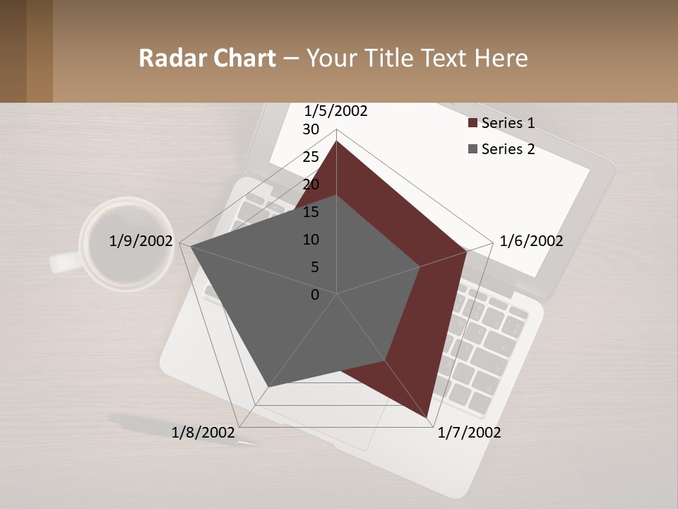 A Laptop Computer Sitting On Top Of A Wooden Desk PowerPoint Template
