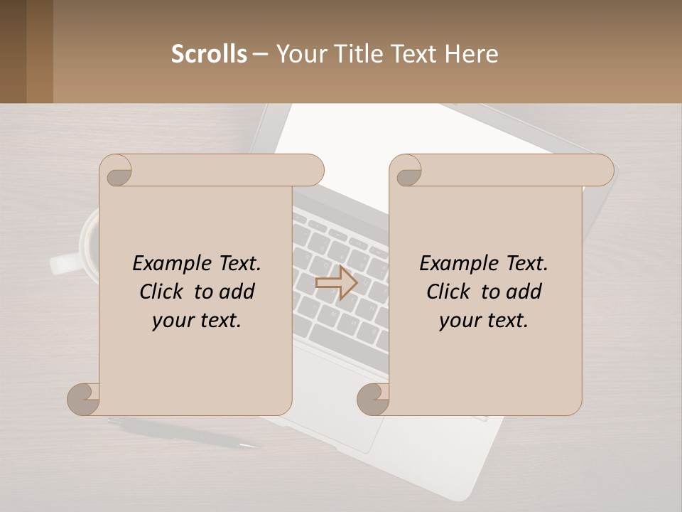 A Laptop Computer Sitting On Top Of A Wooden Desk PowerPoint Template