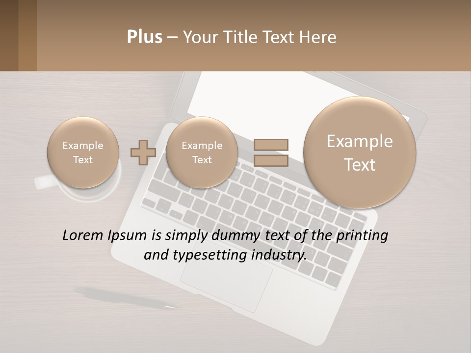 A Laptop Computer Sitting On Top Of A Wooden Desk PowerPoint Template