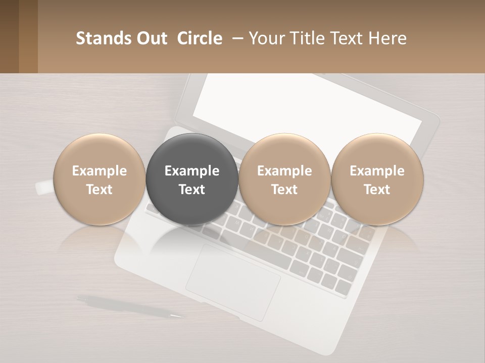 A Laptop Computer Sitting On Top Of A Wooden Desk PowerPoint Template