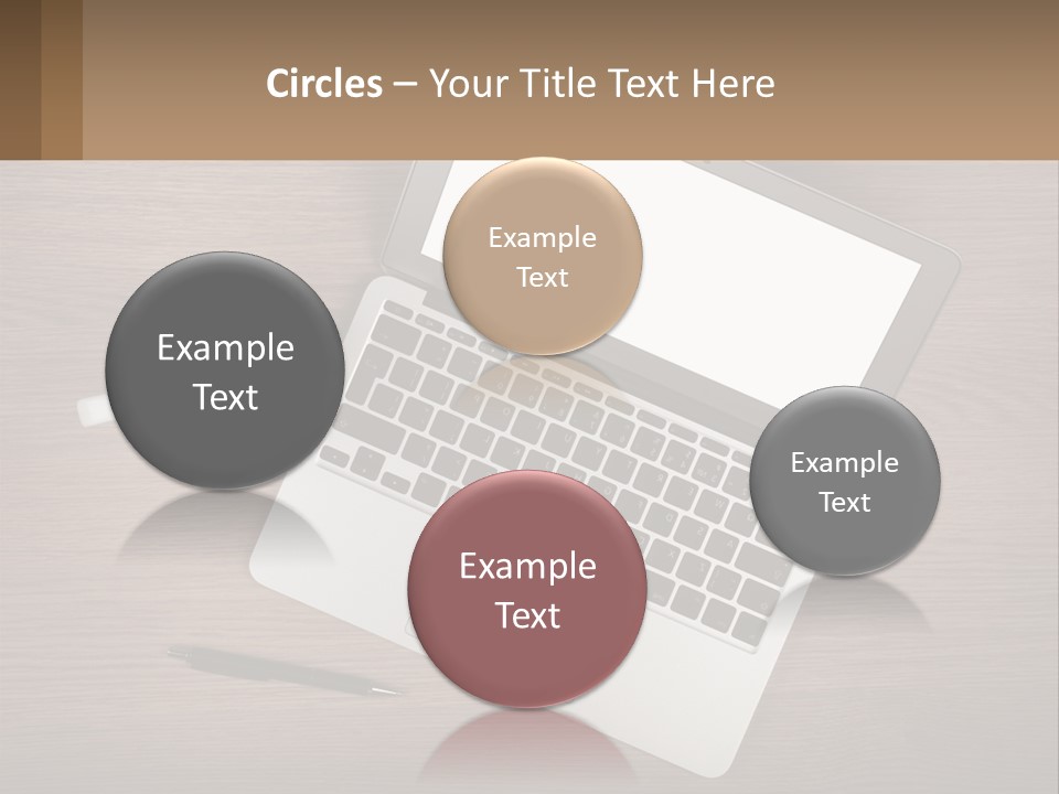 A Laptop Computer Sitting On Top Of A Wooden Desk PowerPoint Template