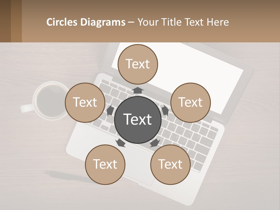 A Laptop Computer Sitting On Top Of A Wooden Desk PowerPoint Template