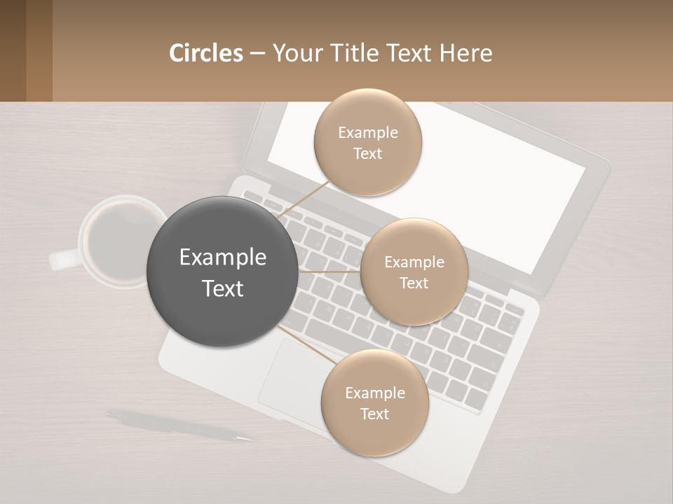 A Laptop Computer Sitting On Top Of A Wooden Desk PowerPoint Template