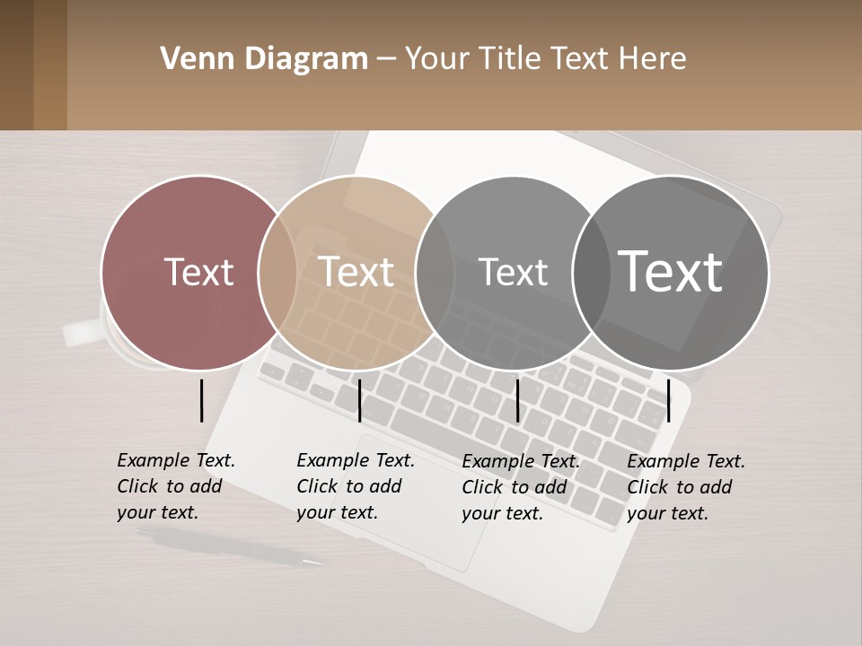 A Laptop Computer Sitting On Top Of A Wooden Desk PowerPoint Template
