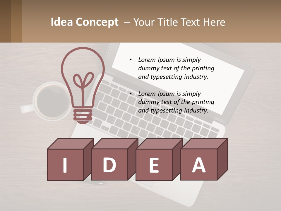 A Laptop Computer Sitting On Top Of A Wooden Desk PowerPoint Template