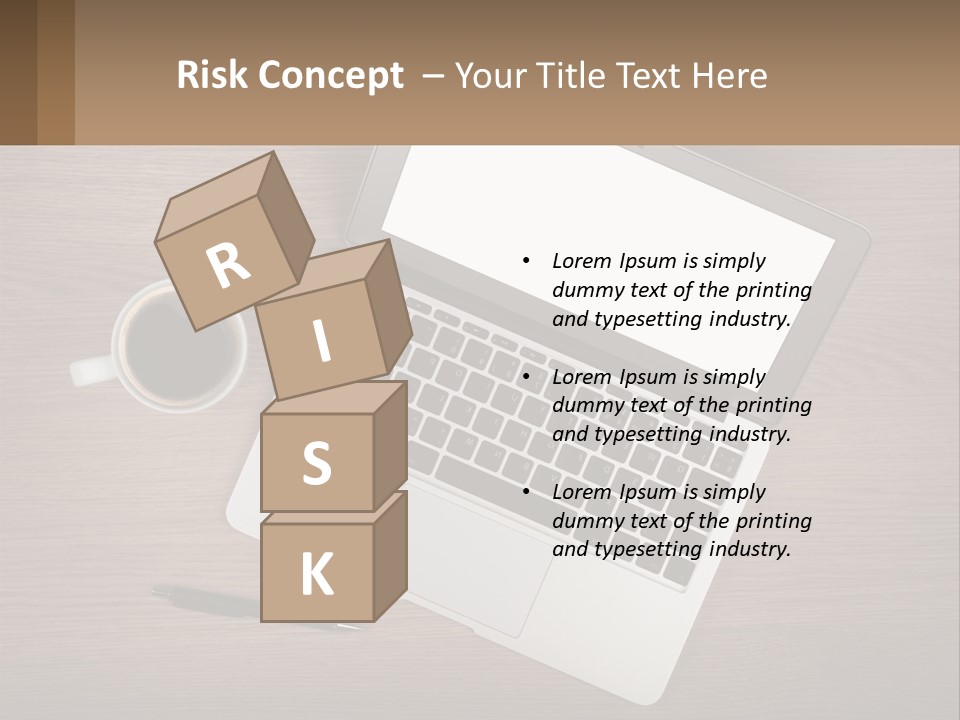 A Laptop Computer Sitting On Top Of A Wooden Desk PowerPoint Template