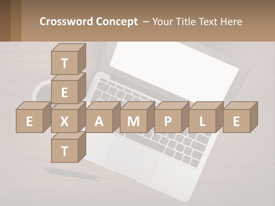 A Laptop Computer Sitting On Top Of A Wooden Desk PowerPoint Template