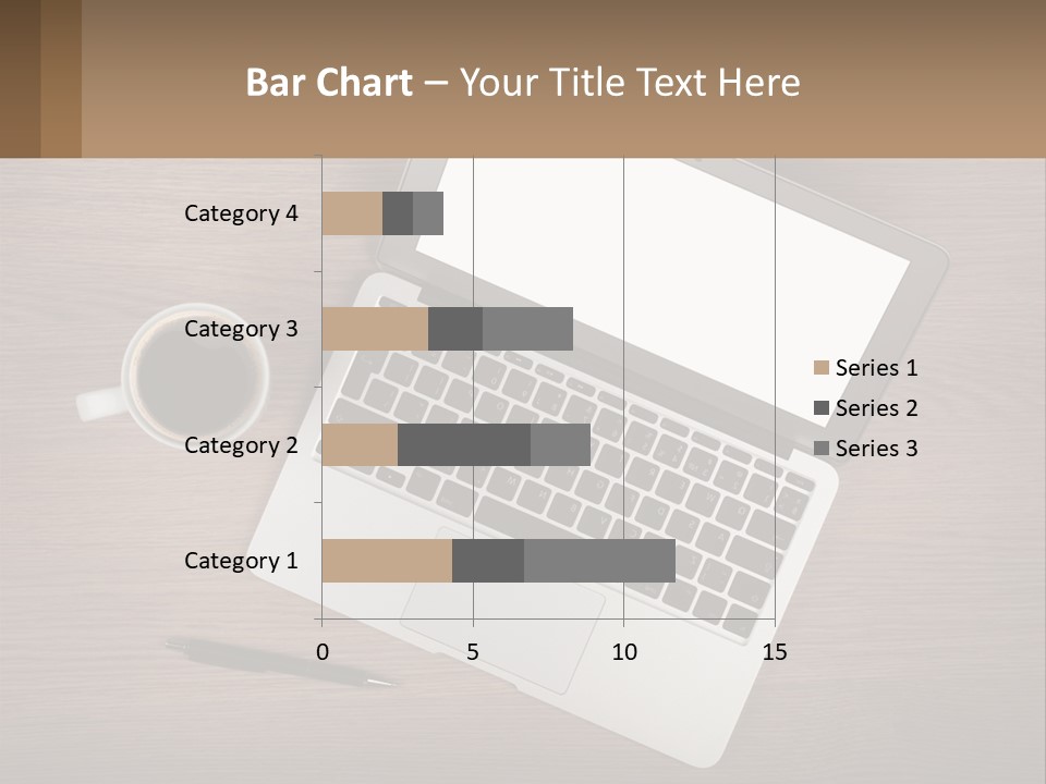 A Laptop Computer Sitting On Top Of A Wooden Desk PowerPoint Template