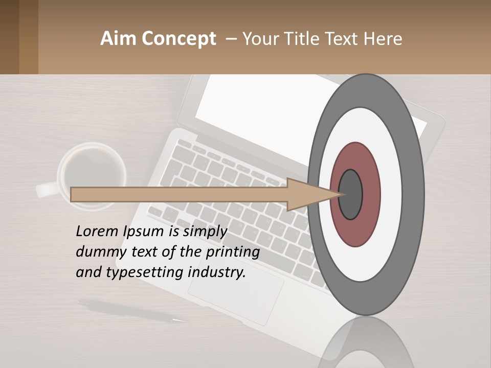 A Laptop Computer Sitting On Top Of A Wooden Desk PowerPoint Template