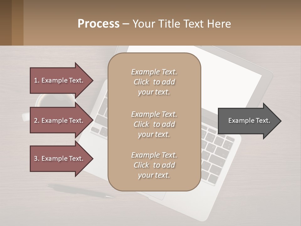 A Laptop Computer Sitting On Top Of A Wooden Desk PowerPoint Template