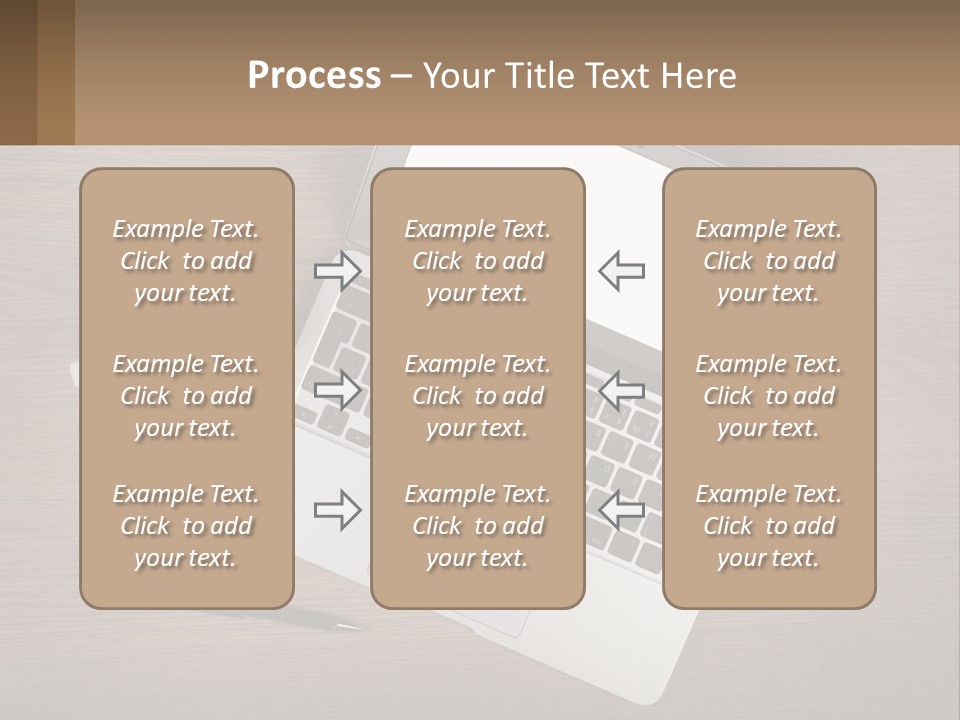 A Laptop Computer Sitting On Top Of A Wooden Desk PowerPoint Template