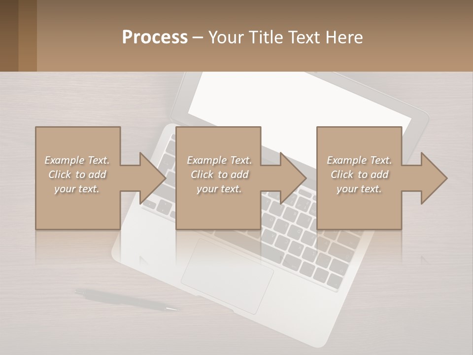 A Laptop Computer Sitting On Top Of A Wooden Desk PowerPoint Template