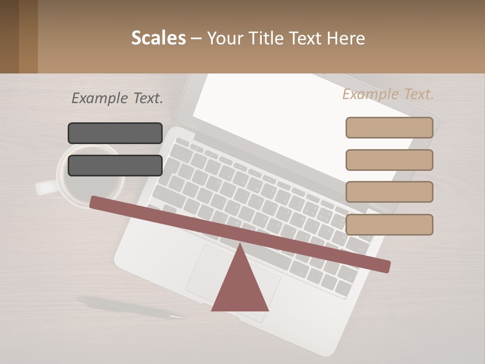 A Laptop Computer Sitting On Top Of A Wooden Desk PowerPoint Template