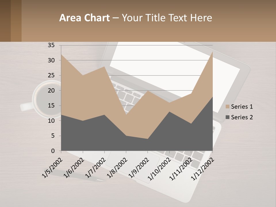 A Laptop Computer Sitting On Top Of A Wooden Desk PowerPoint Template