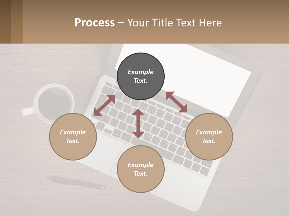 A Laptop Computer Sitting On Top Of A Wooden Desk PowerPoint Template