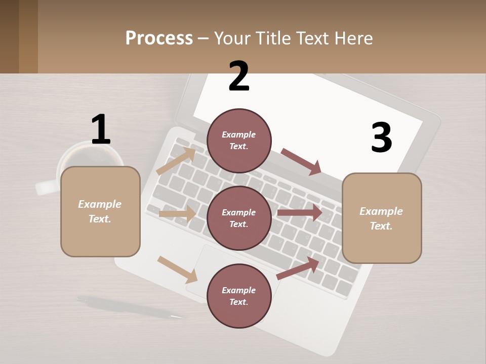 A Laptop Computer Sitting On Top Of A Wooden Desk PowerPoint Template