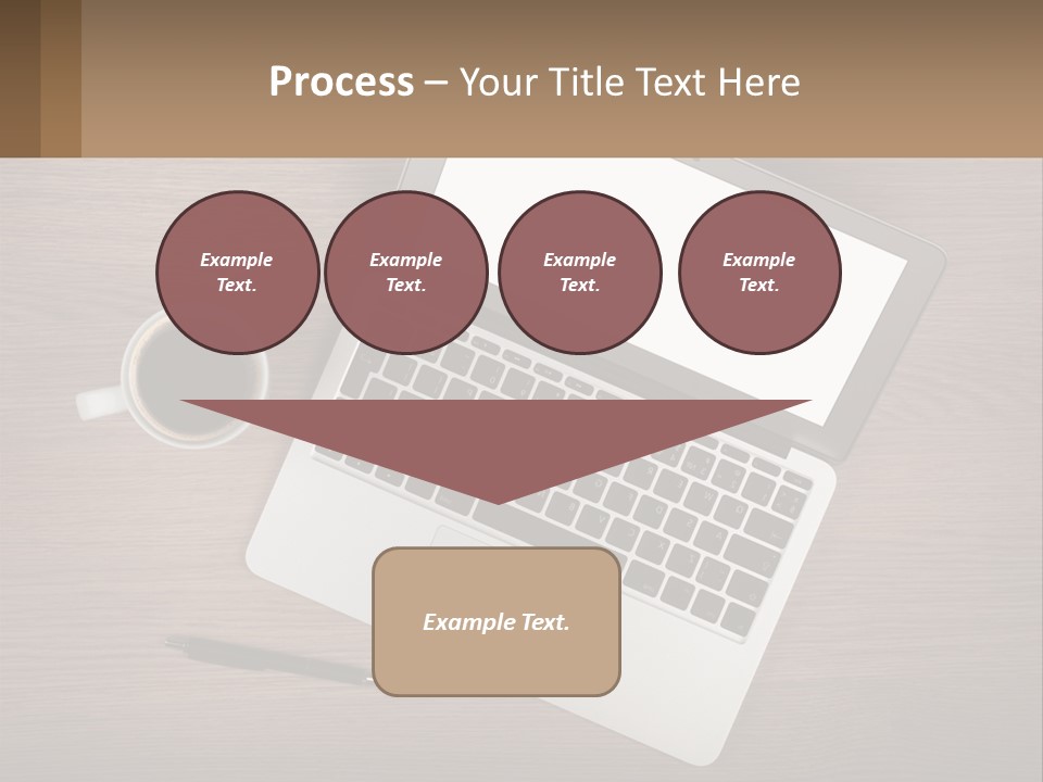 A Laptop Computer Sitting On Top Of A Wooden Desk PowerPoint Template