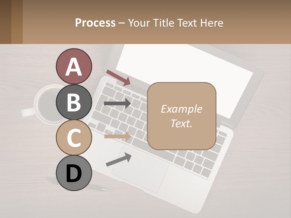 A Laptop Computer Sitting On Top Of A Wooden Desk PowerPoint Template