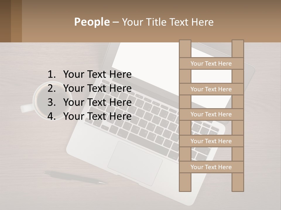 A Laptop Computer Sitting On Top Of A Wooden Desk PowerPoint Template