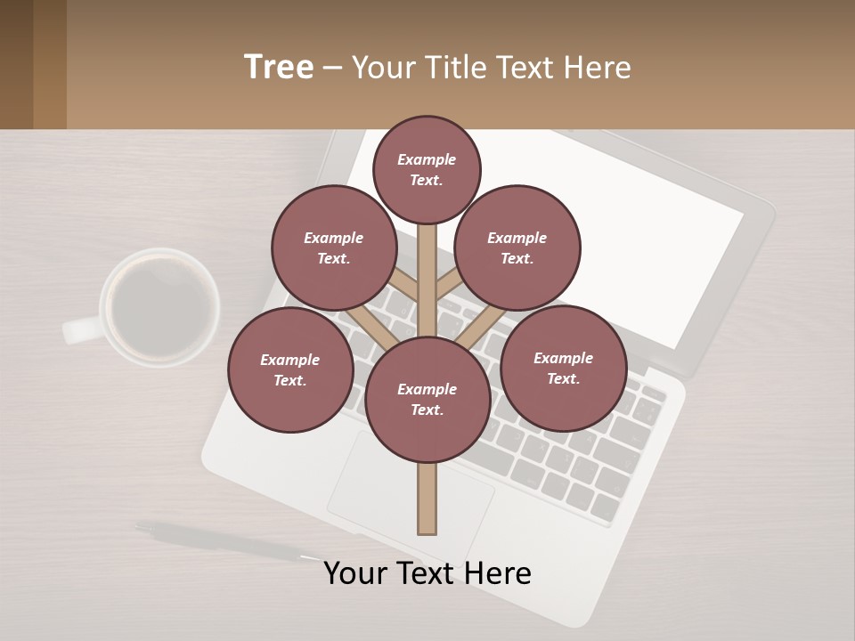 A Laptop Computer Sitting On Top Of A Wooden Desk PowerPoint Template
