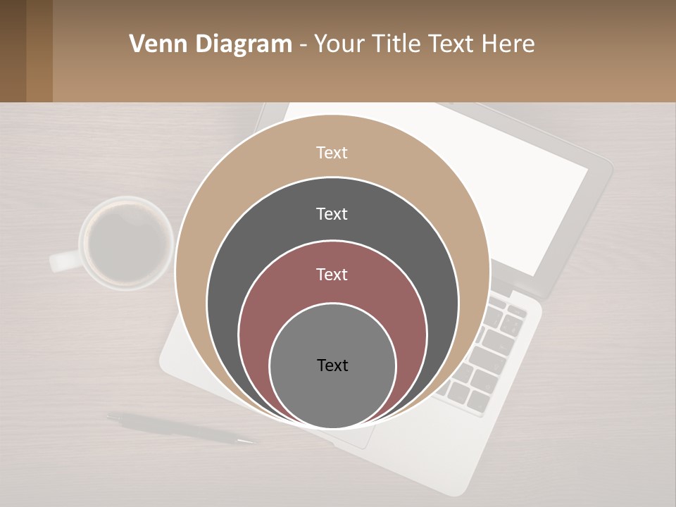 A Laptop Computer Sitting On Top Of A Wooden Desk PowerPoint Template
