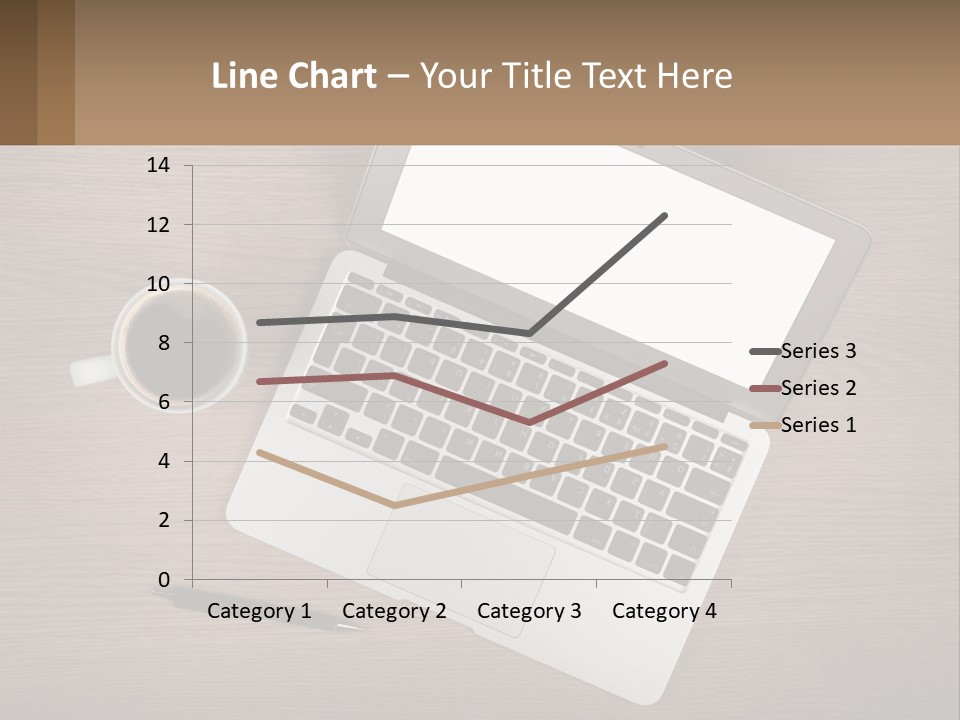 A Laptop Computer Sitting On Top Of A Wooden Desk PowerPoint Template