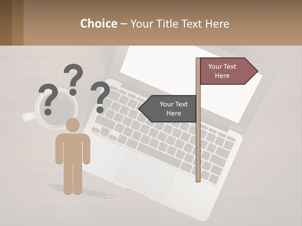 A Laptop Computer Sitting On Top Of A Wooden Desk PowerPoint Template