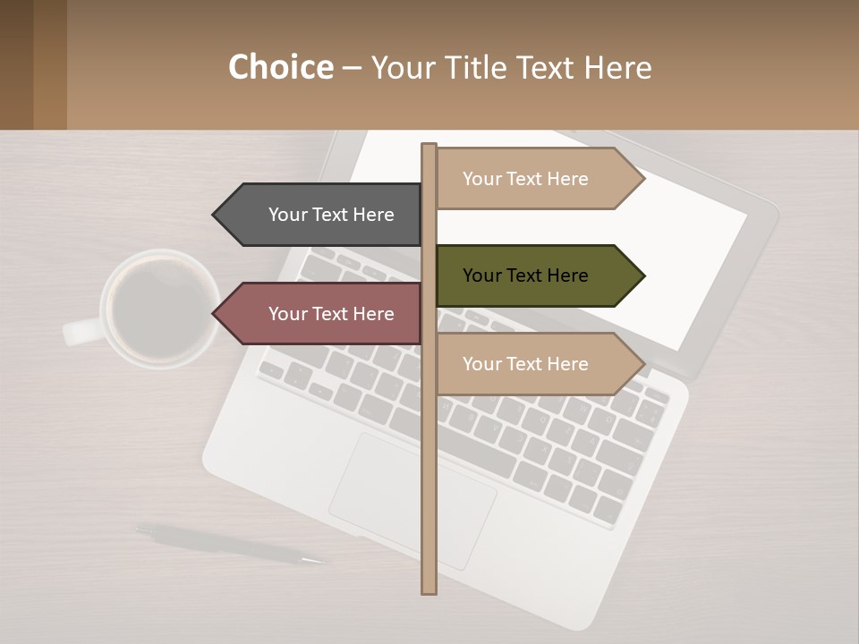 A Laptop Computer Sitting On Top Of A Wooden Desk PowerPoint Template