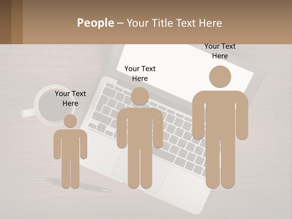 A Laptop Computer Sitting On Top Of A Wooden Desk PowerPoint Template