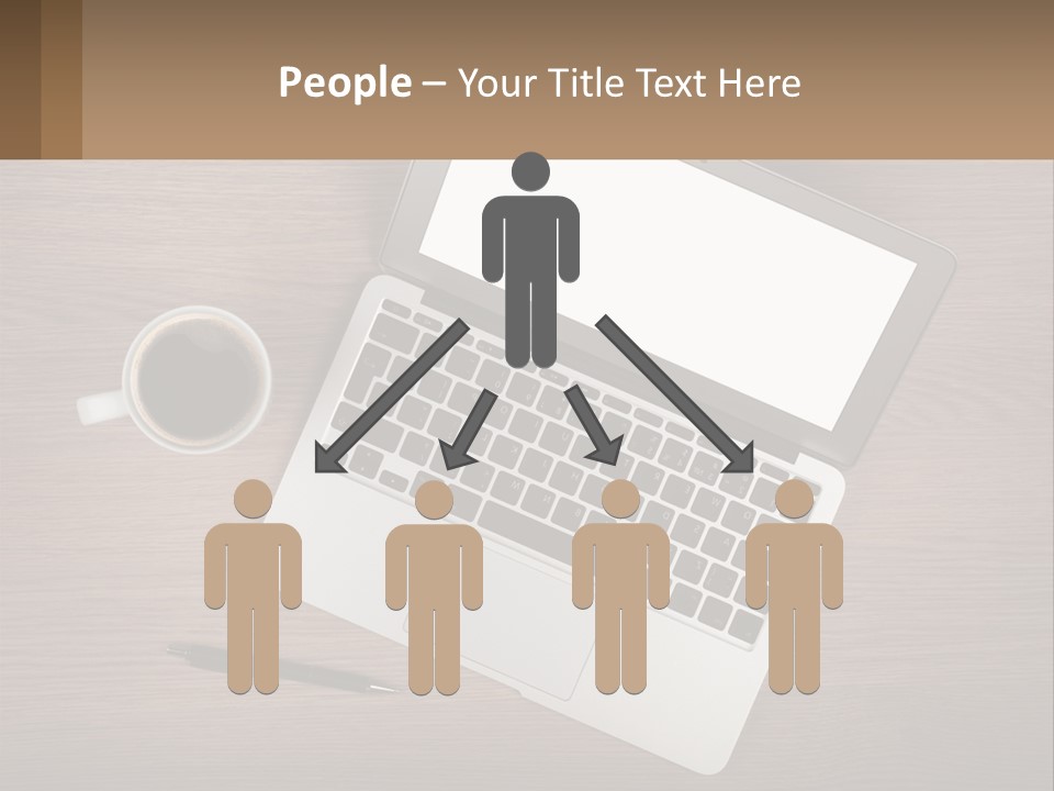 A Laptop Computer Sitting On Top Of A Wooden Desk PowerPoint Template