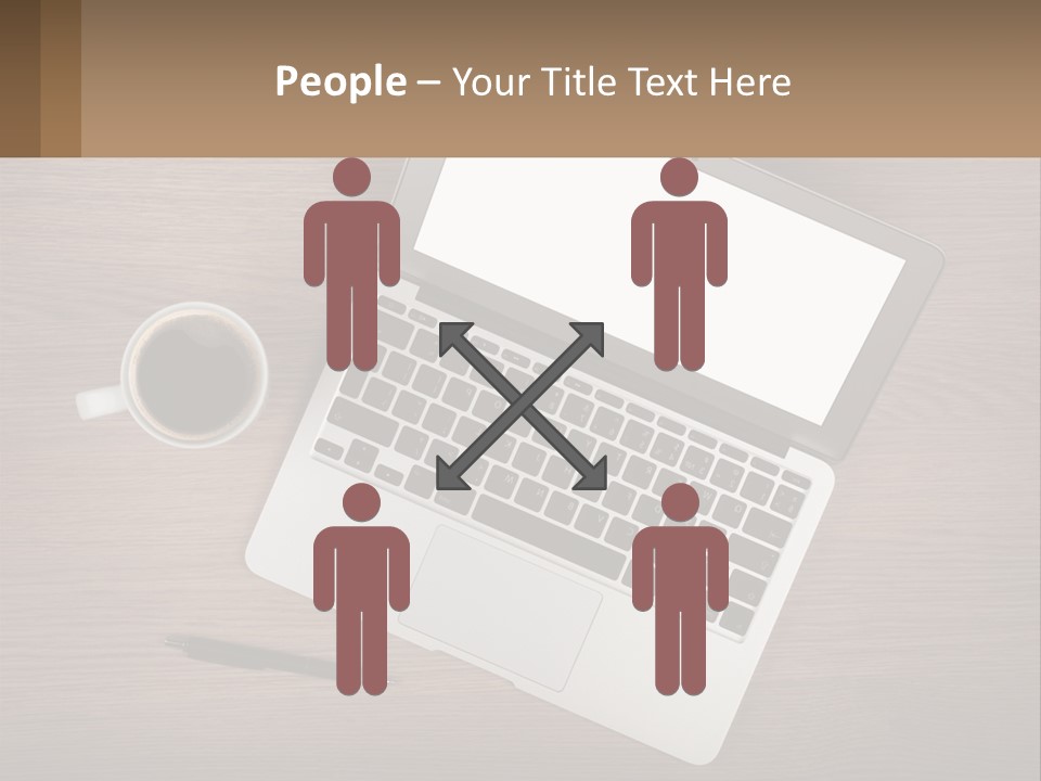 A Laptop Computer Sitting On Top Of A Wooden Desk PowerPoint Template