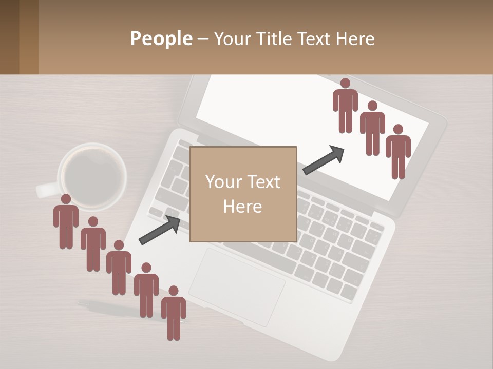 A Laptop Computer Sitting On Top Of A Wooden Desk PowerPoint Template