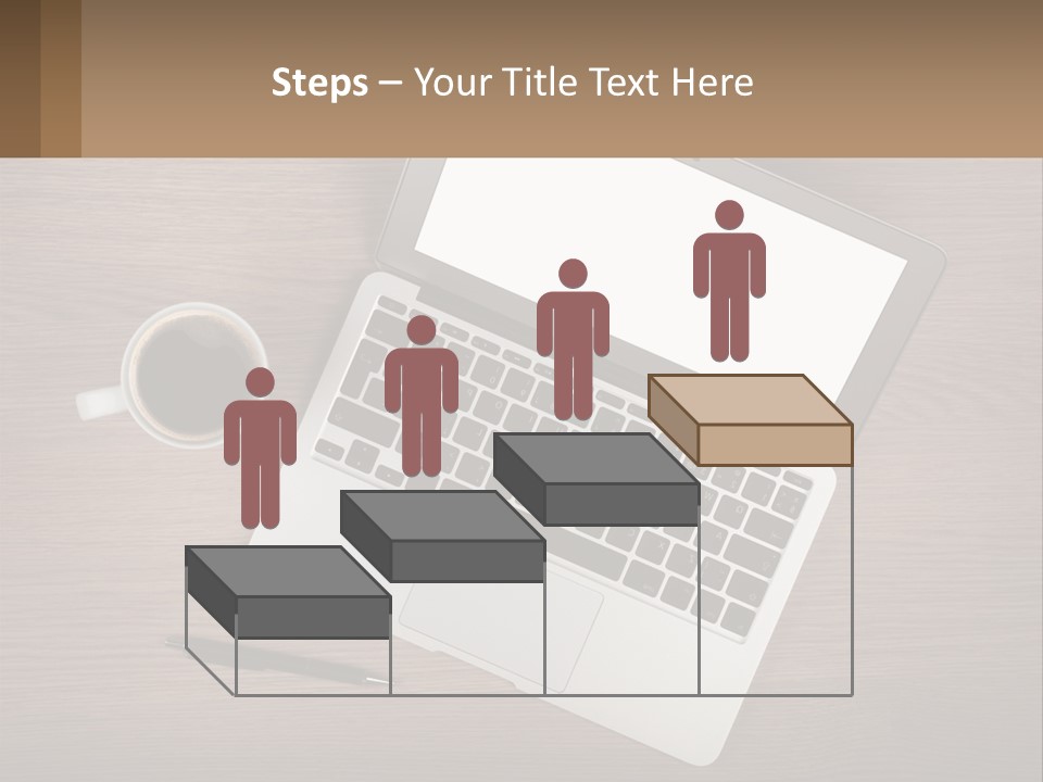 A Laptop Computer Sitting On Top Of A Wooden Desk PowerPoint Template