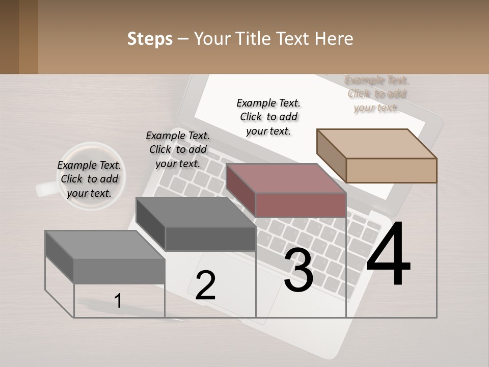 A Laptop Computer Sitting On Top Of A Wooden Desk PowerPoint Template
