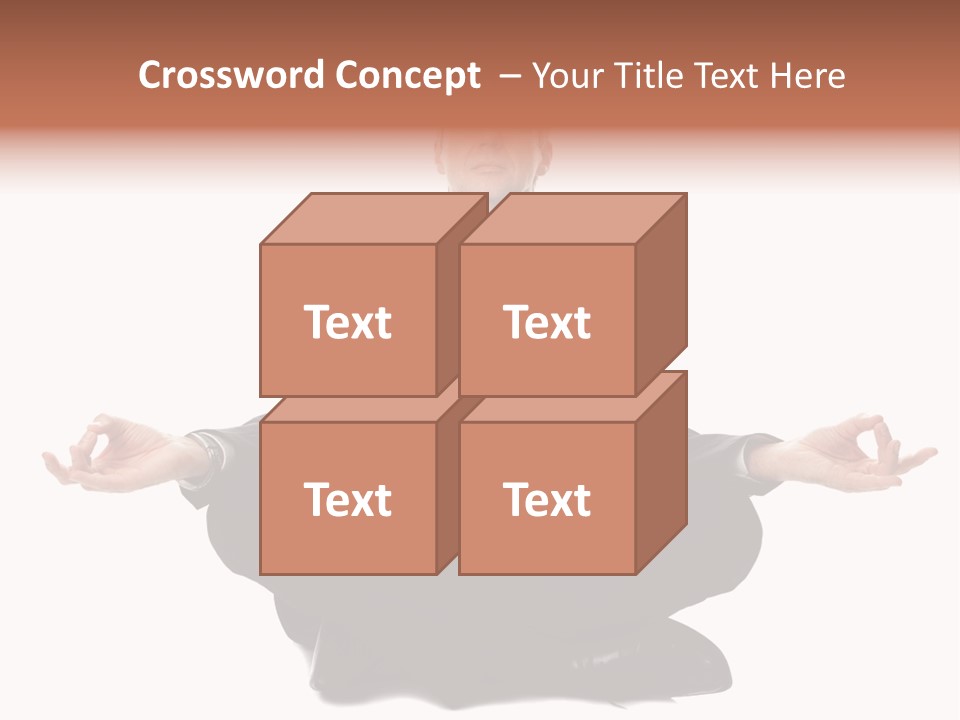 A Man In A Suit And Tie Sitting In A Yoga Position PowerPoint Template