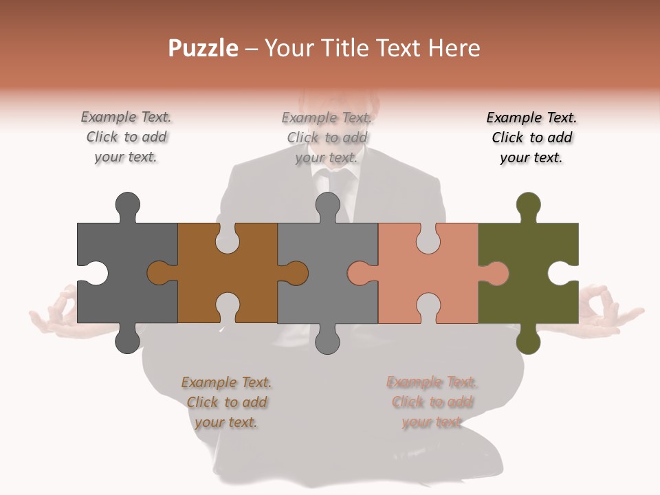 A Man In A Suit And Tie Sitting In A Yoga Position PowerPoint Template