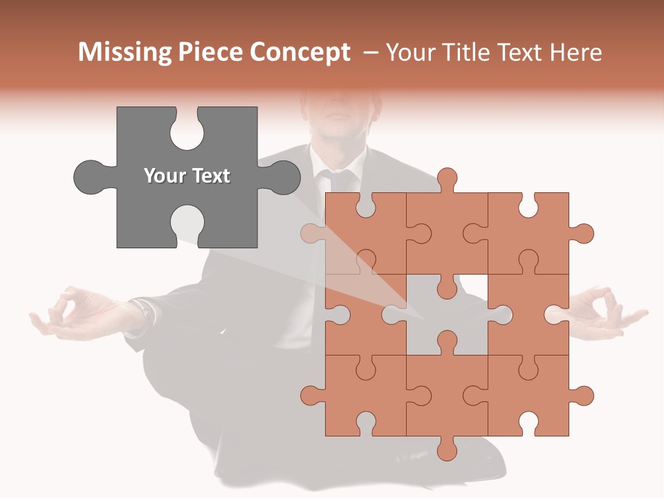 A Man In A Suit And Tie Sitting In A Yoga Position PowerPoint Template