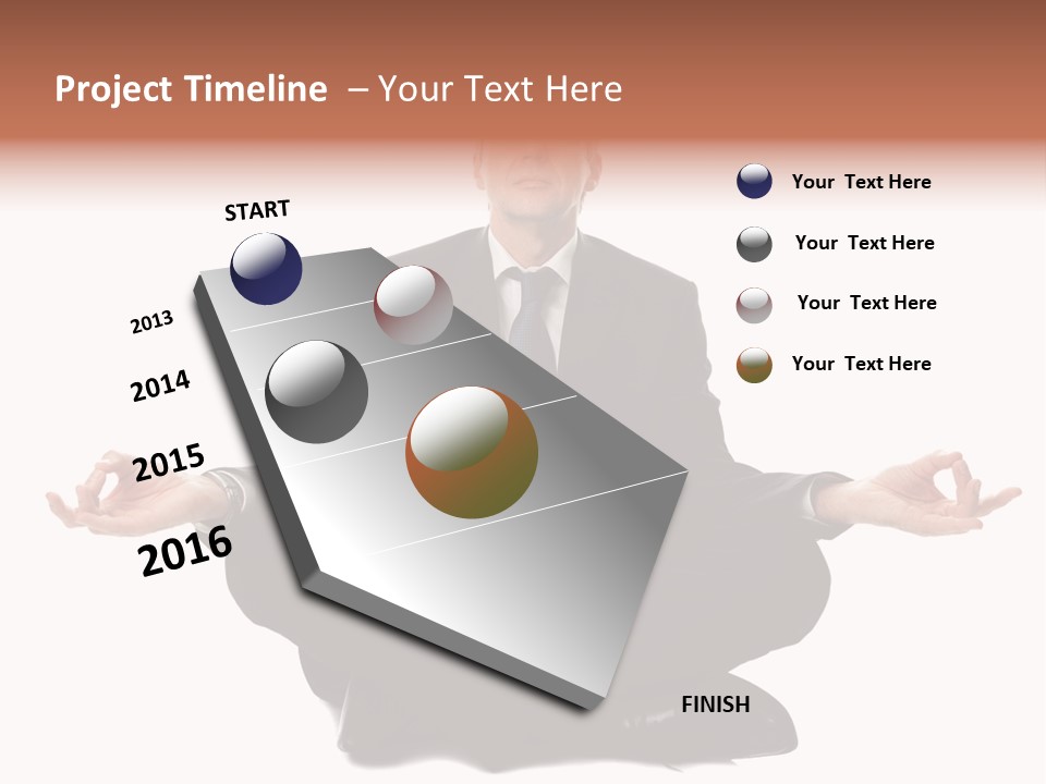 A Man In A Suit And Tie Sitting In A Yoga Position PowerPoint Template