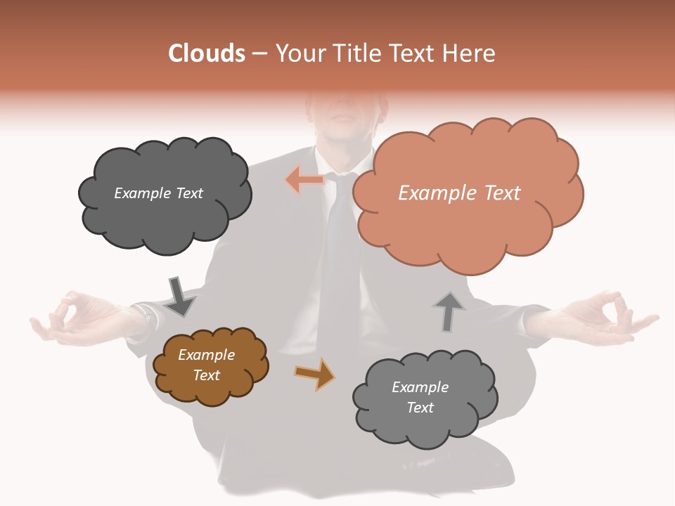 A Man In A Suit And Tie Sitting In A Yoga Position PowerPoint Template