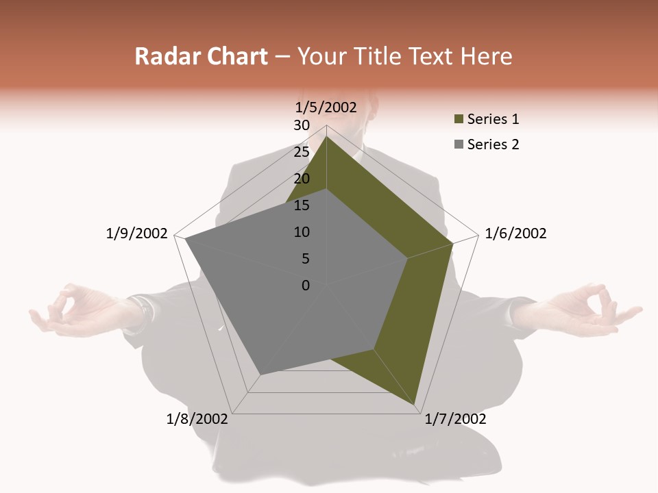 A Man In A Suit And Tie Sitting In A Yoga Position PowerPoint Template