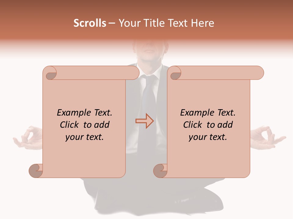 A Man In A Suit And Tie Sitting In A Yoga Position PowerPoint Template