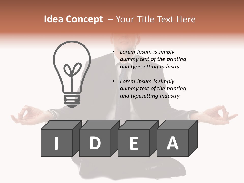 A Man In A Suit And Tie Sitting In A Yoga Position PowerPoint Template