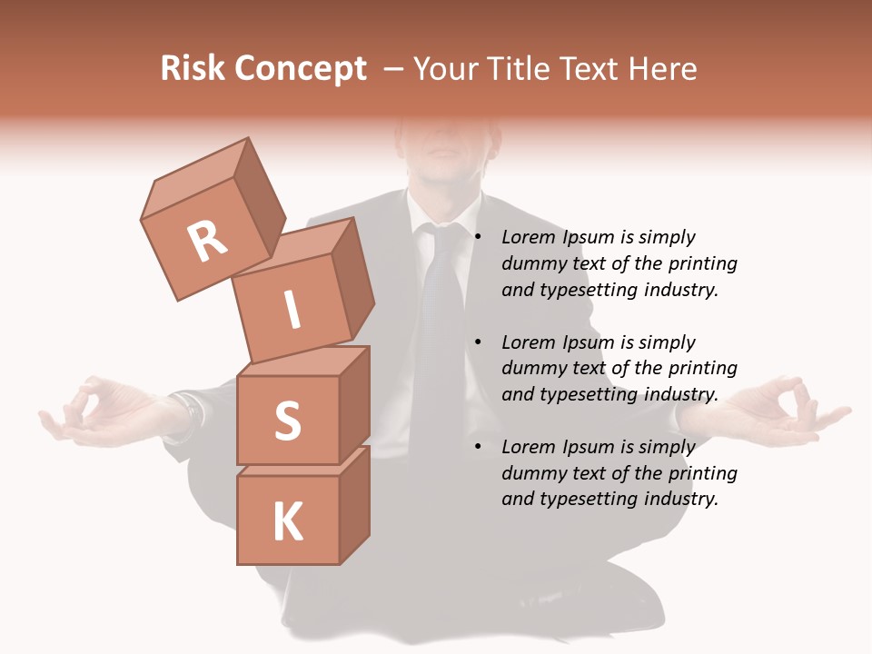 A Man In A Suit And Tie Sitting In A Yoga Position PowerPoint Template