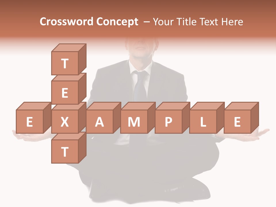 A Man In A Suit And Tie Sitting In A Yoga Position PowerPoint Template