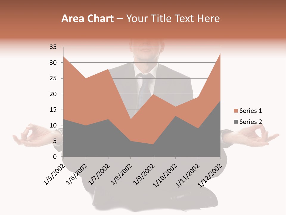 A Man In A Suit And Tie Sitting In A Yoga Position PowerPoint Template