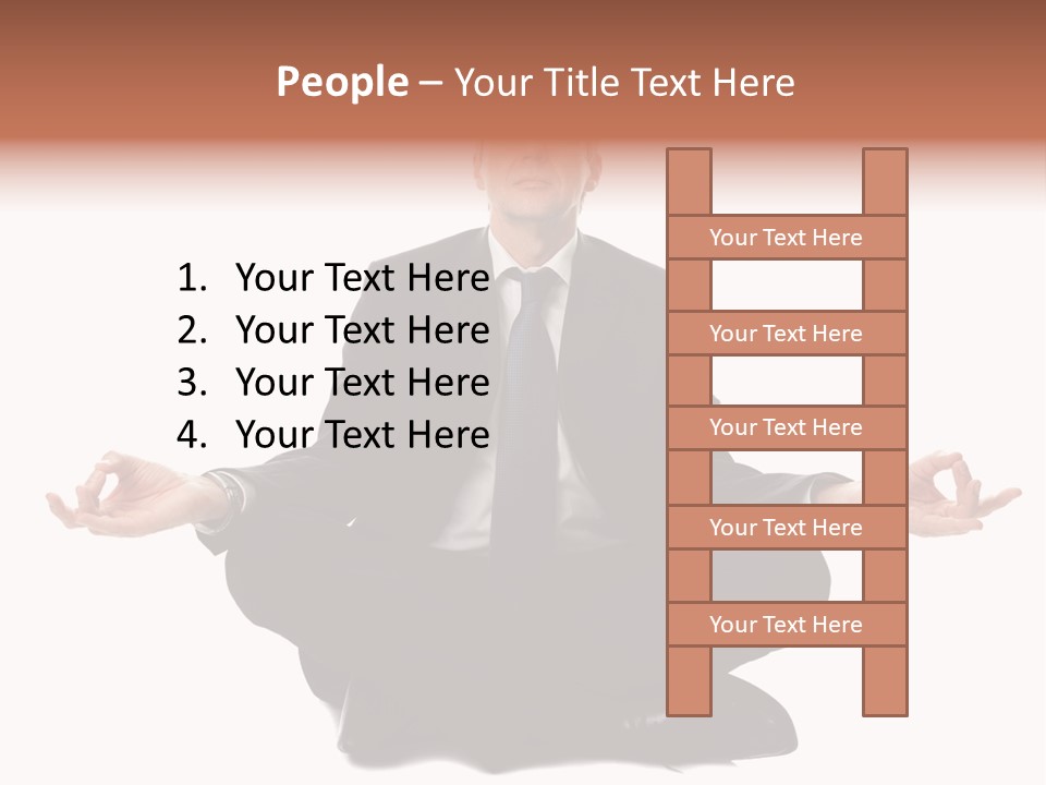 A Man In A Suit And Tie Sitting In A Yoga Position PowerPoint Template