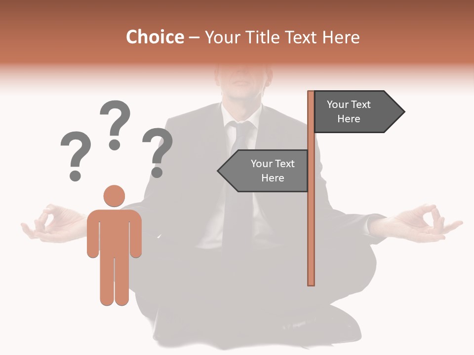 A Man In A Suit And Tie Sitting In A Yoga Position PowerPoint Template