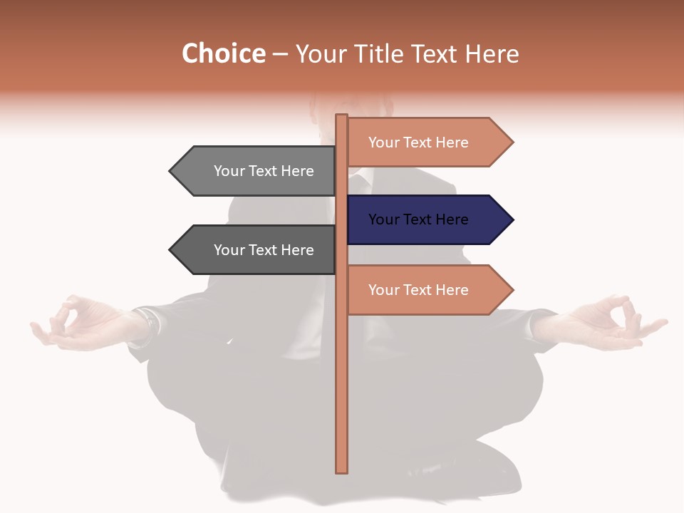 A Man In A Suit And Tie Sitting In A Yoga Position PowerPoint Template